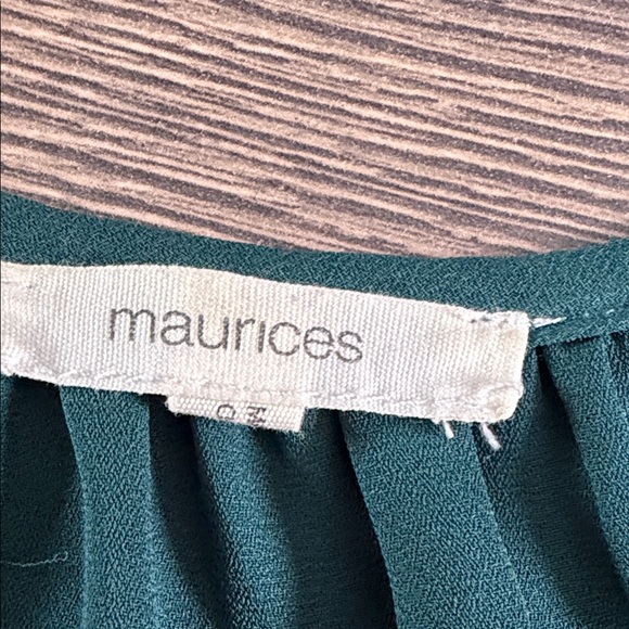 Maurices Teal Blouse with Rolled Sleeves - Picture 7 of 9
